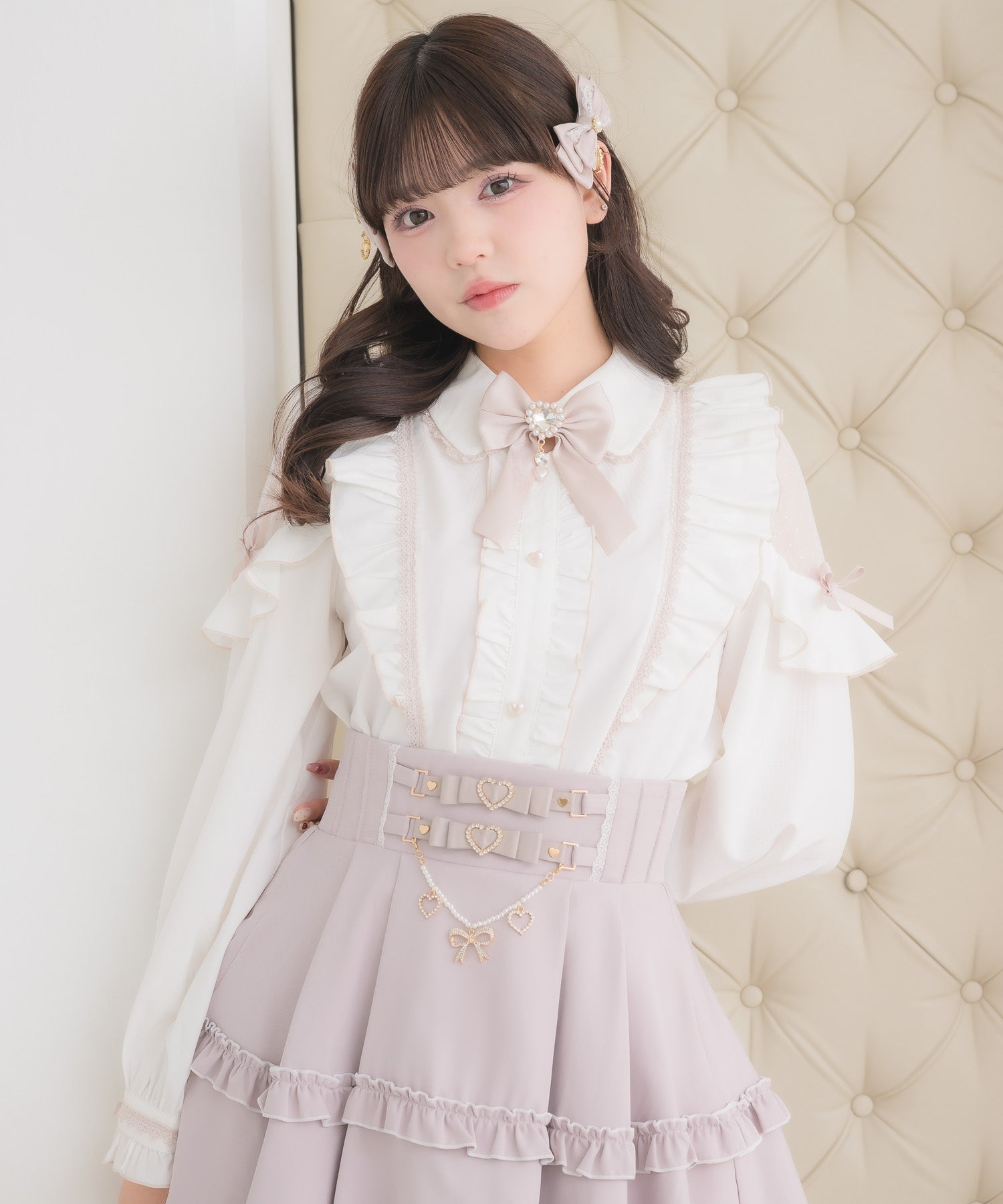 ロジータ ROJITA 配色レースラッフルブラウス （ホワイト） ホワイト