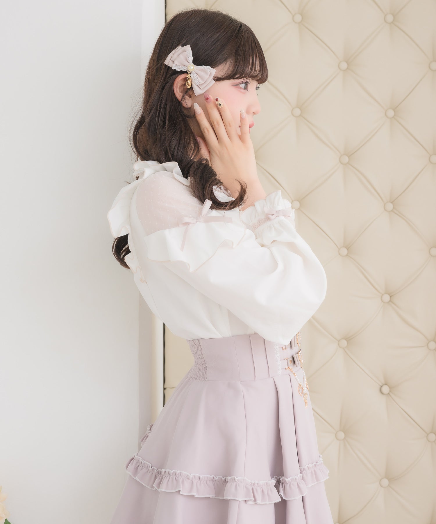 ロジータ ROJITA 配色レースラッフルブラウス （ホワイト） ホワイト