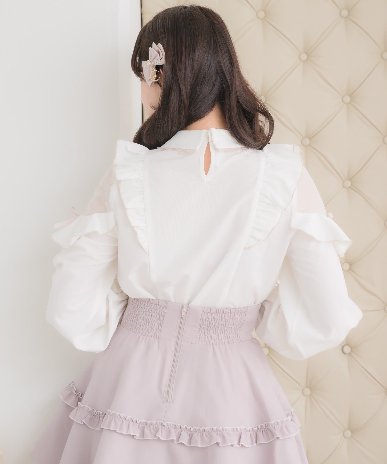 ロジータ ROJITA 配色レースラッフルブラウス （ホワイト） ホワイト