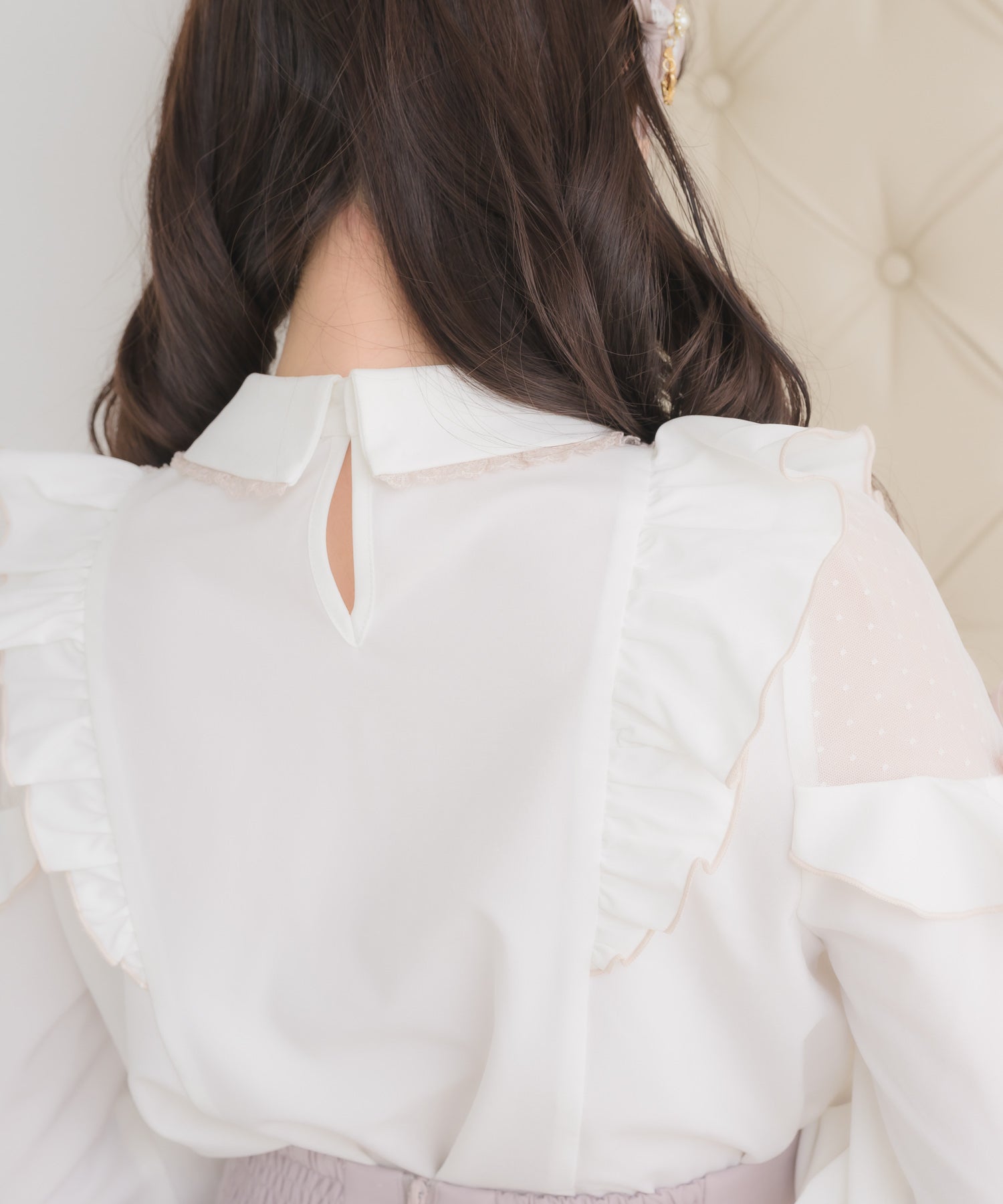 ロジータ ROJITA 配色レースラッフルブラウス （ホワイト） ホワイト