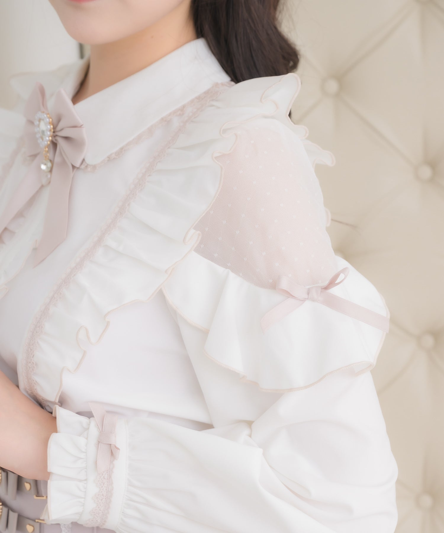 ロジータ ROJITA 配色レースラッフルブラウス （ホワイト） ホワイト