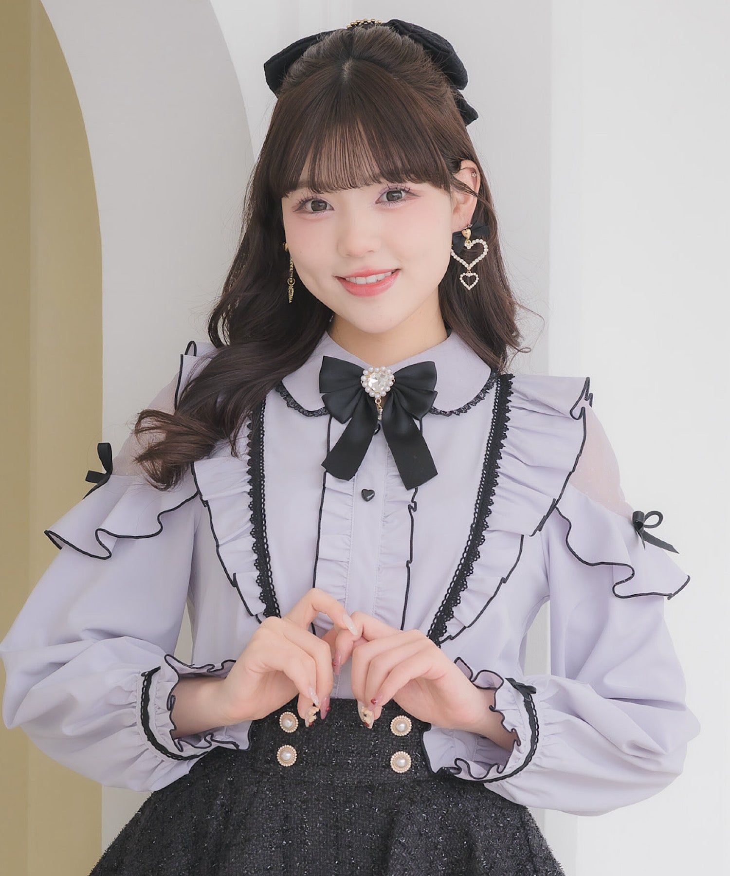 ロジータ ROJITA 配色レースラッフルブラウス （パープル） パープル