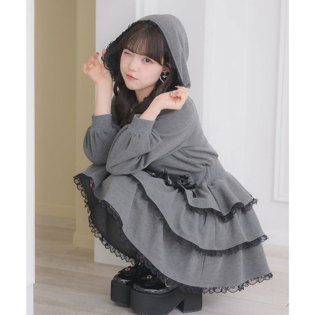 ロジータ ROJITA ティアードスウェットワンピース （グレー） グレー