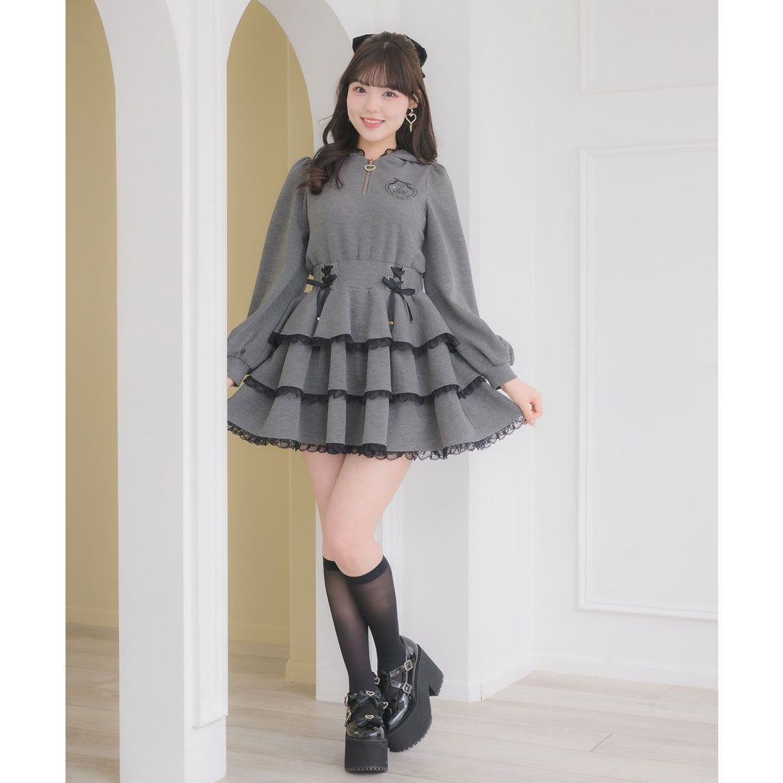 ロジータ ROJITA ティアードスウェットワンピース （グレー） グレー