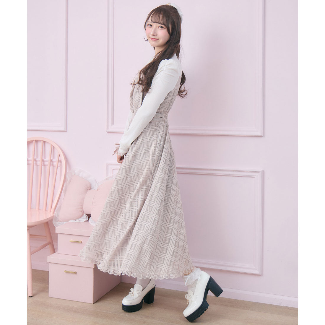 ロジータ ROJITA ビッグリボン長袖ロングワンピース （ピンク） ピンク