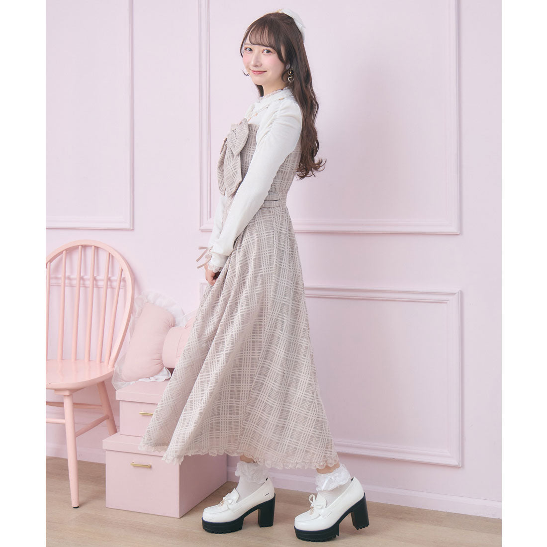 ロジータ ROJITA ビッグリボン長袖ロングワンピース （ピンク） ピンク