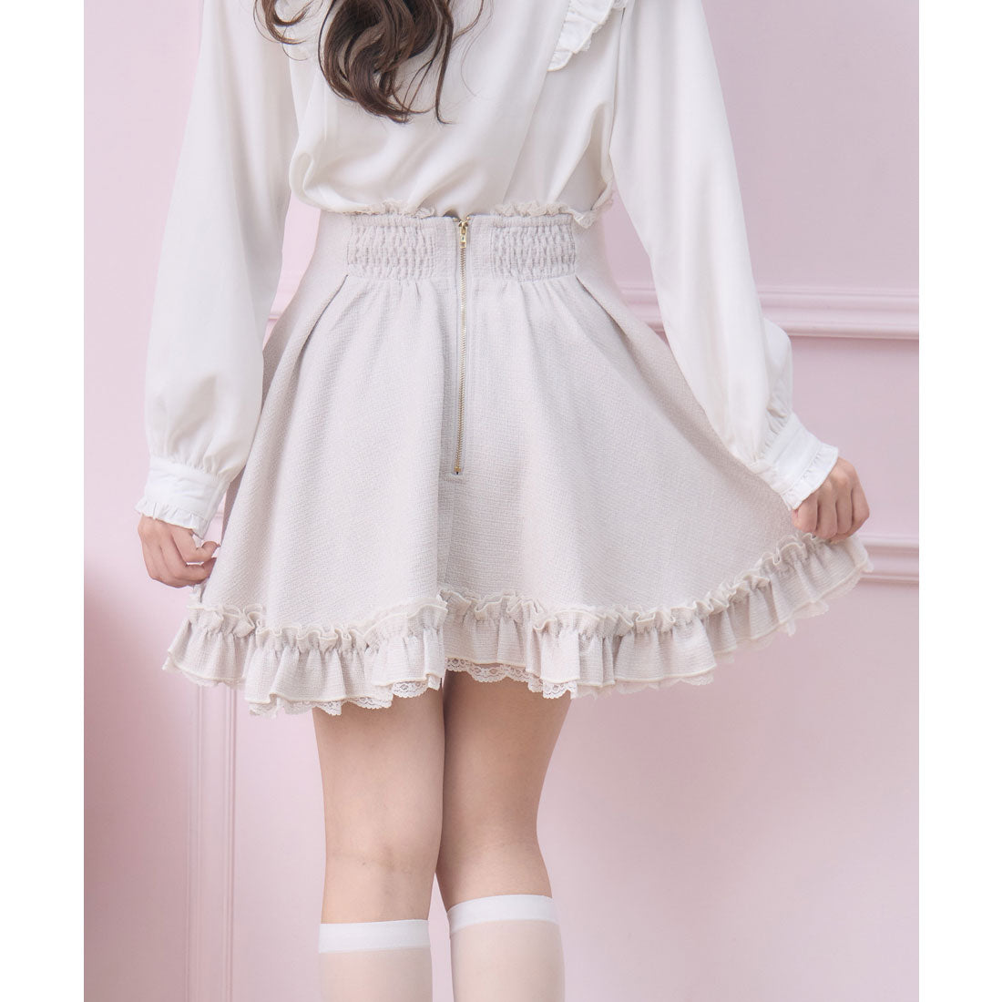 ロジータ ROJITA レースアップ裾フリルスカパン （チェック） チェック