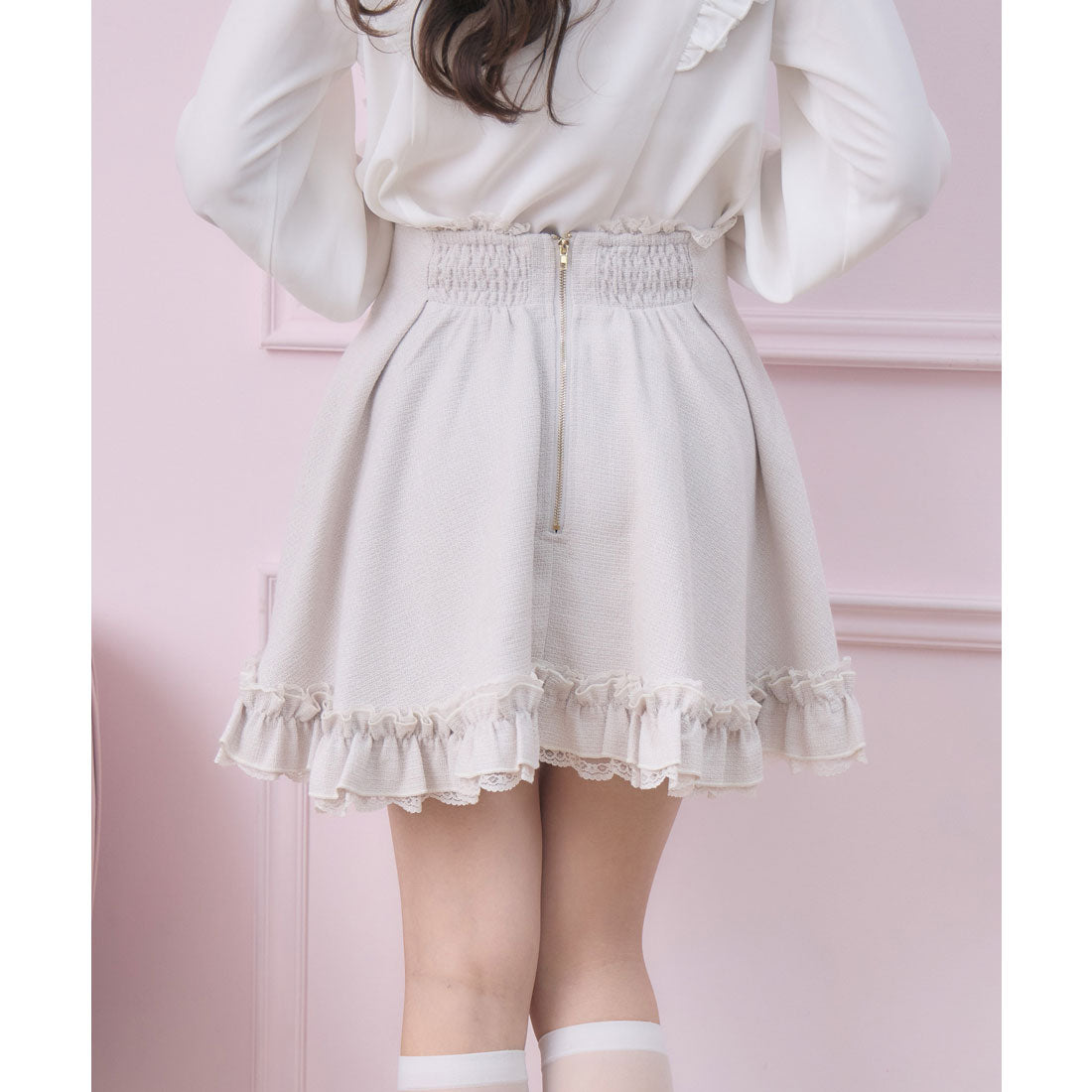 ロジータ ROJITA レースアップ裾フリルスカパン （チェック） チェック