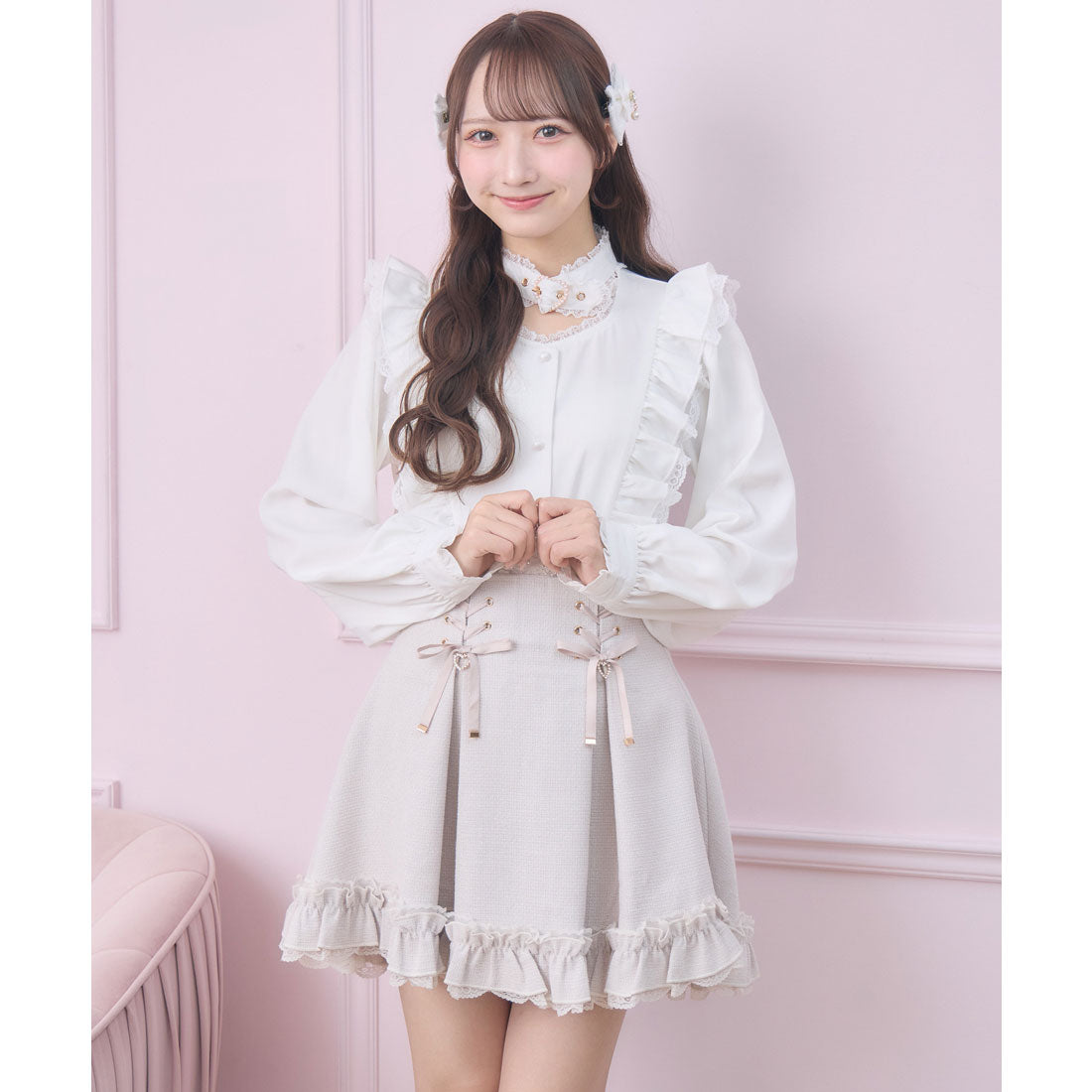 ロジータ ROJITA ハートバックルラッフルフリルブラウス （ホワイト） ホワイト