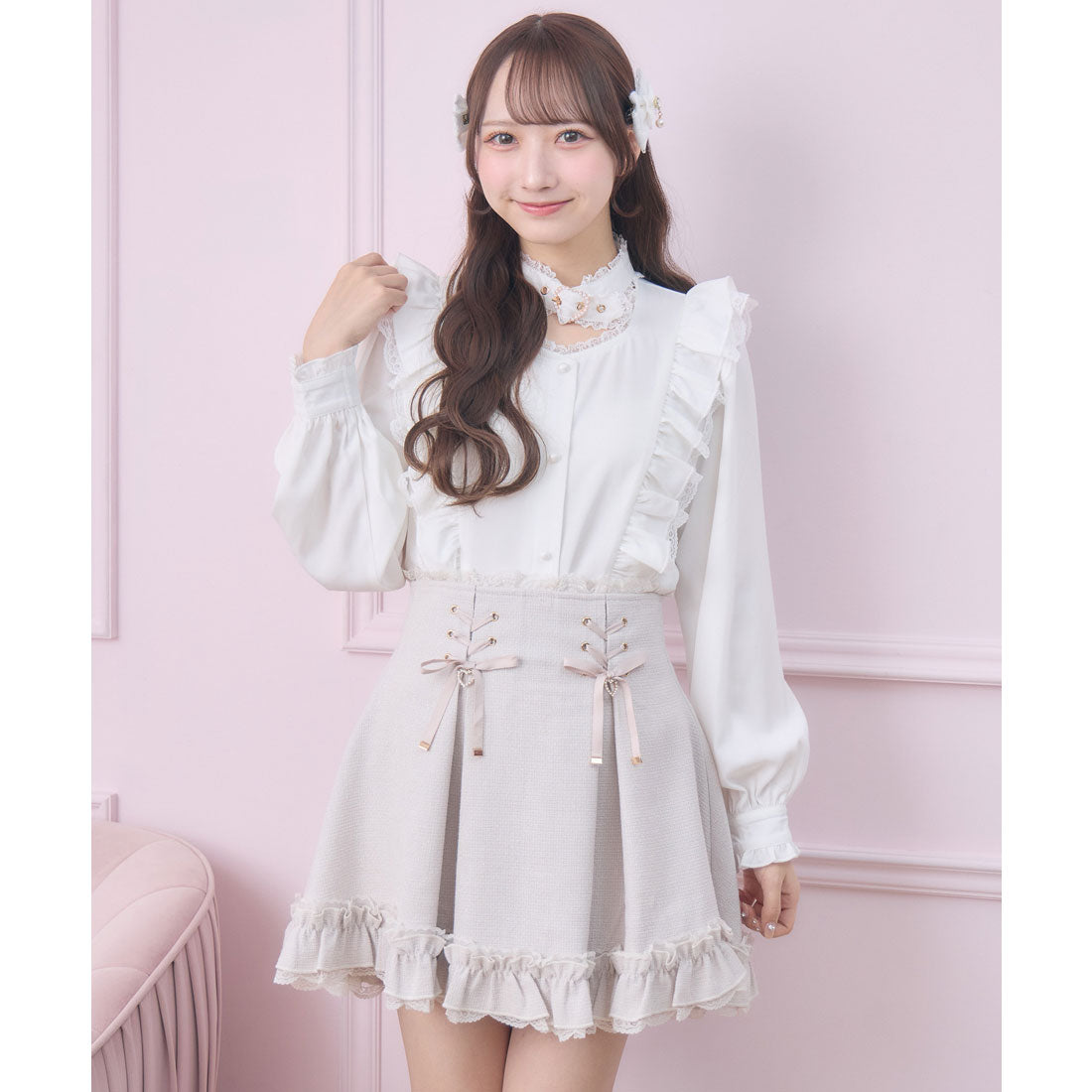 ロジータ ROJITA ハートバックルラッフルフリルブラウス （ホワイト） ホワイト