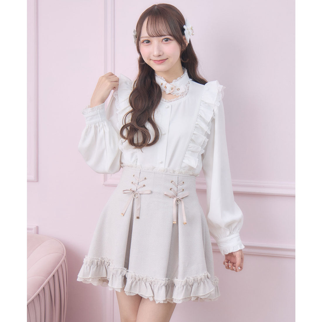 ロジータ ROJITA ハートバックルラッフルフリルブラウス （ホワイト） ホワイト