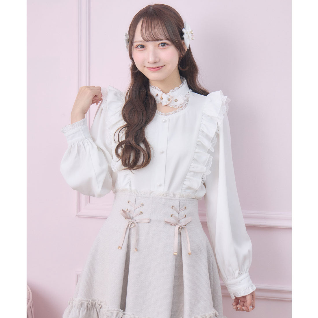 ロジータ ROJITA ハートバックルラッフルフリルブラウス （ホワイト） ホワイト