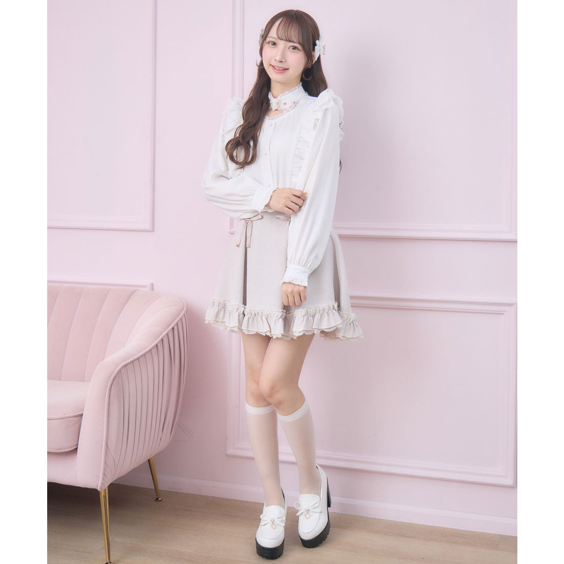 ロジータ ROJITA ハートバックルラッフルフリルブラウス （ホワイト） ホワイト