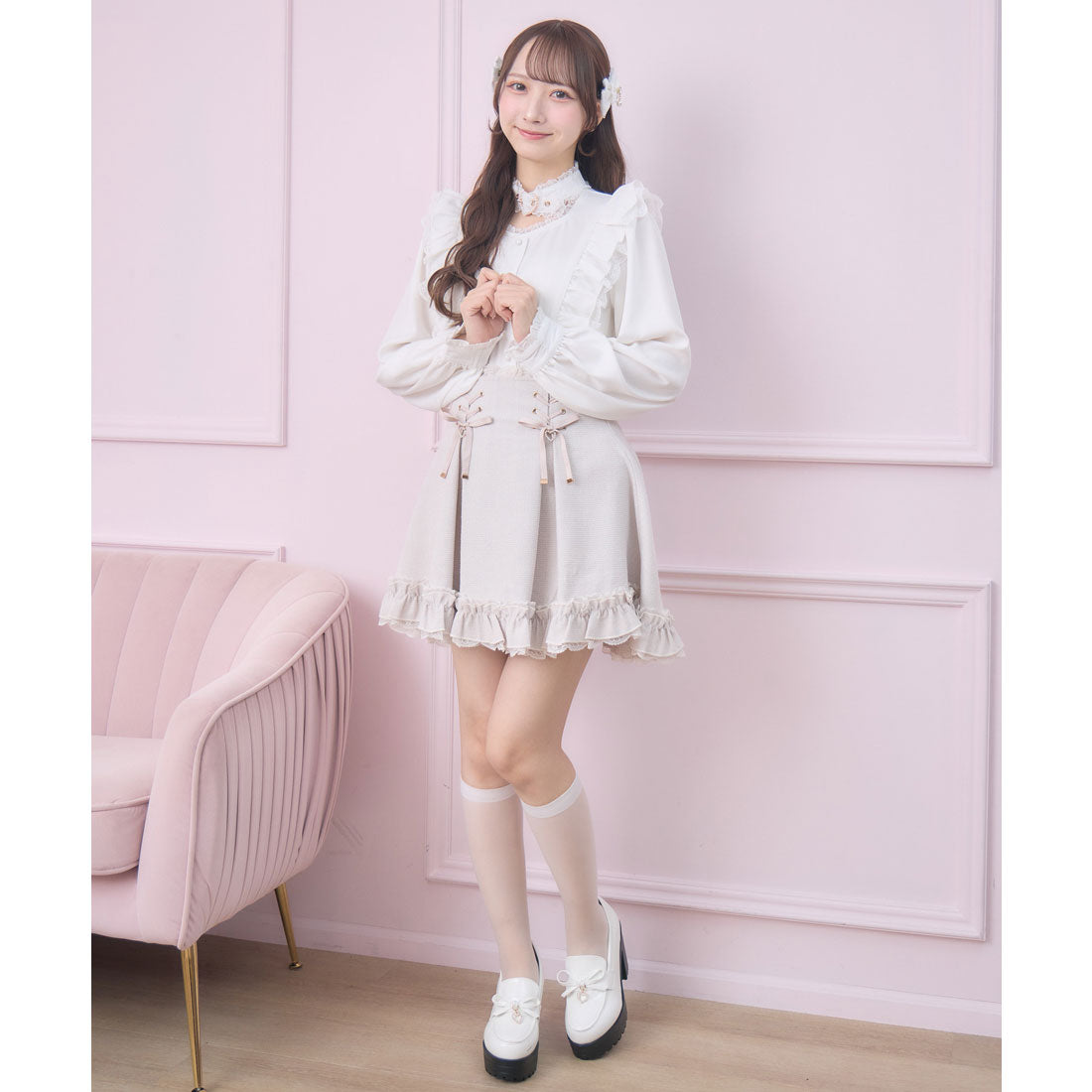 ロジータ ROJITA ハートバックルラッフルフリルブラウス （ホワイト） ホワイト