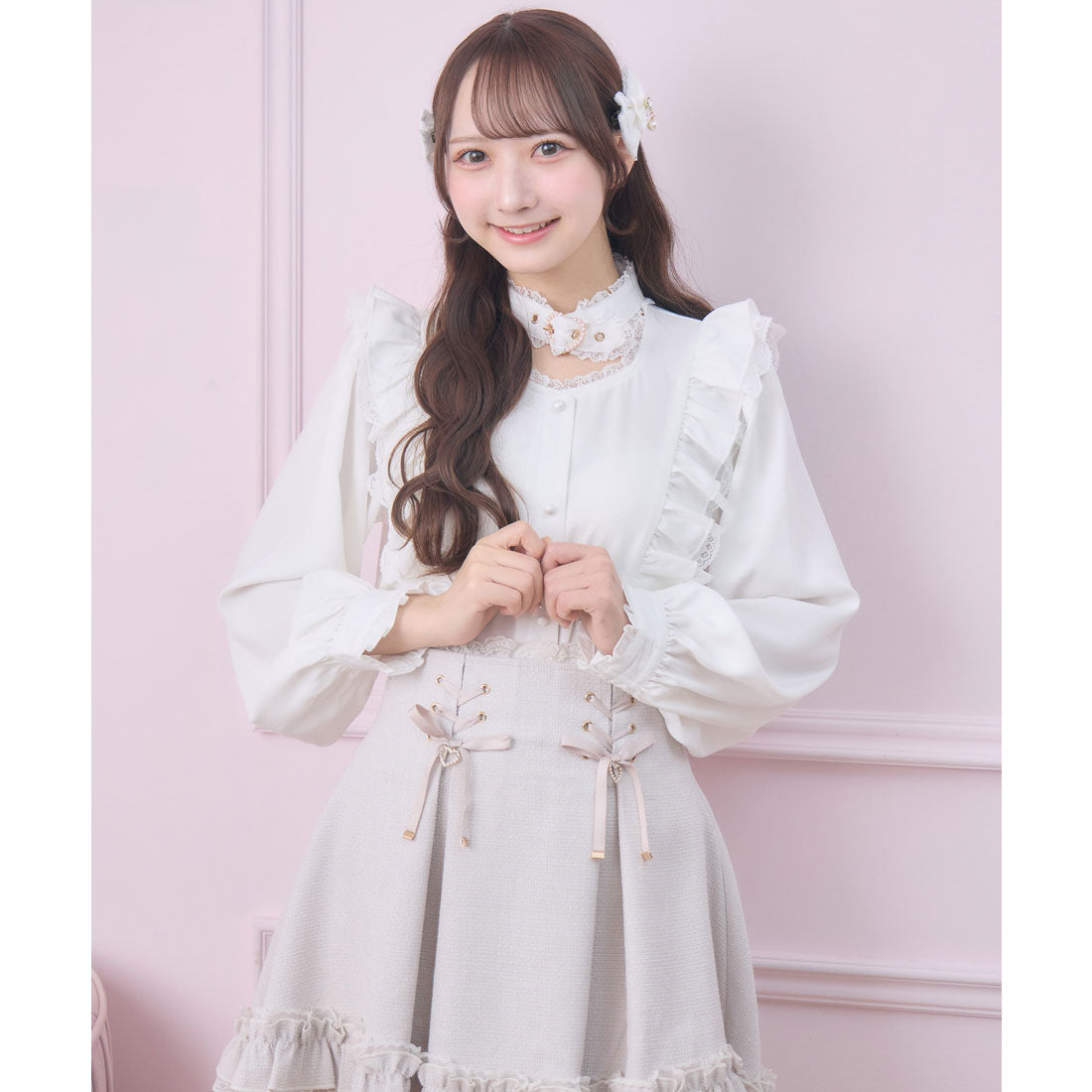 ロジータ ROJITA ハートバックルラッフルフリルブラウス （ホワイト） ホワイト