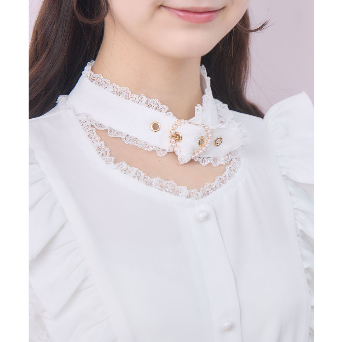 ロジータ ROJITA ハートバックルラッフルフリルブラウス （ホワイト） ホワイト