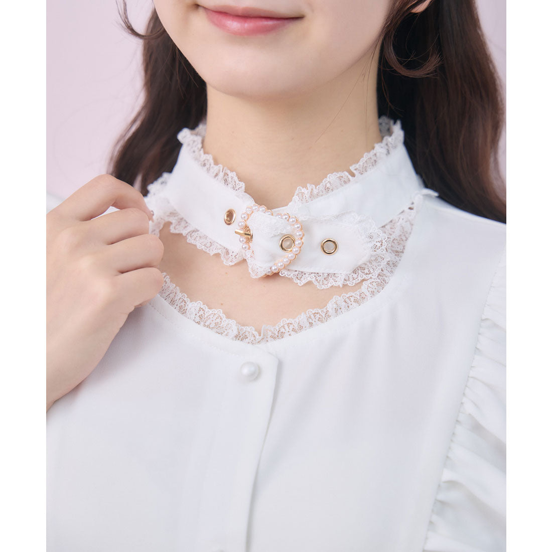 ロジータ ROJITA ハートバックルラッフルフリルブラウス （ホワイト） ホワイト