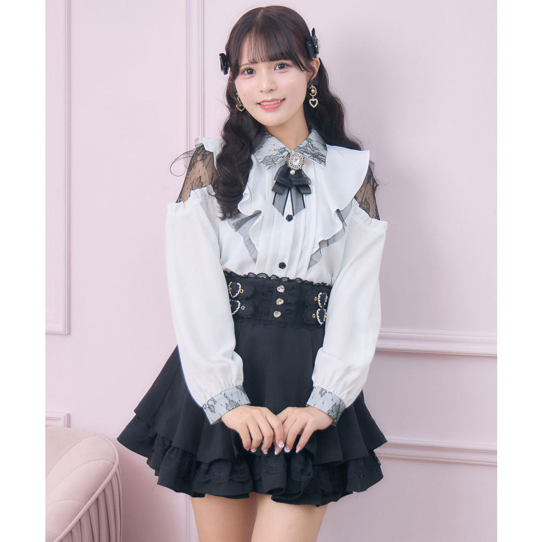 ロジータ ROJITA ラッフル肩開きブラウス （ホワイト） ホワイト