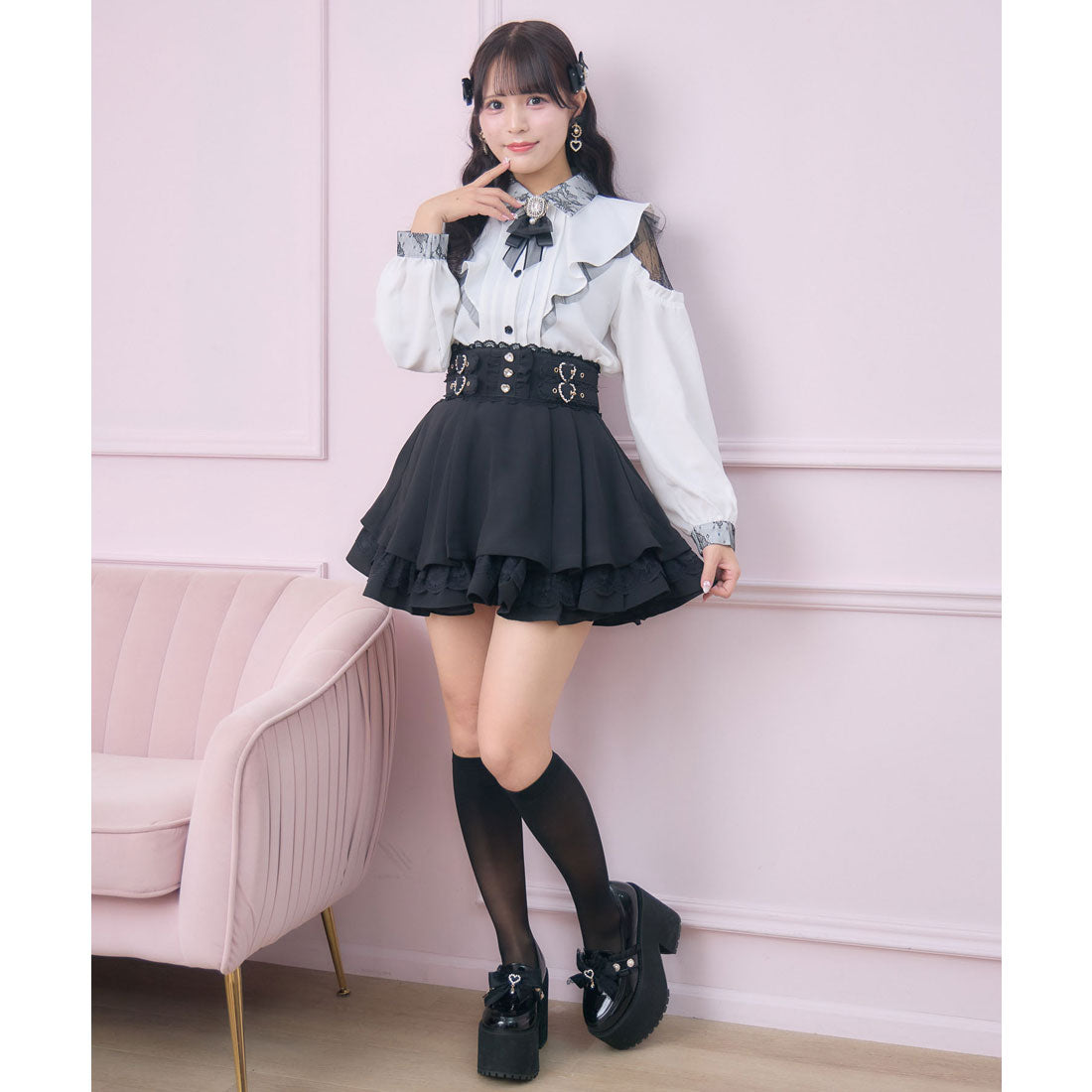 ロジータ ROJITA ラッフル肩開きブラウス （ホワイト） ホワイト