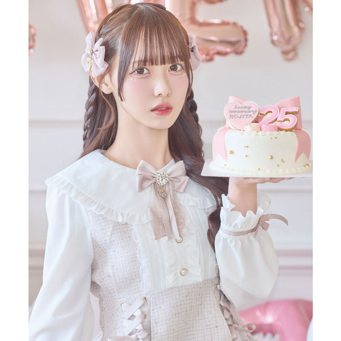 ロジータ ROJITA レースアップラメツイードワンピース （ピンク） ピンク