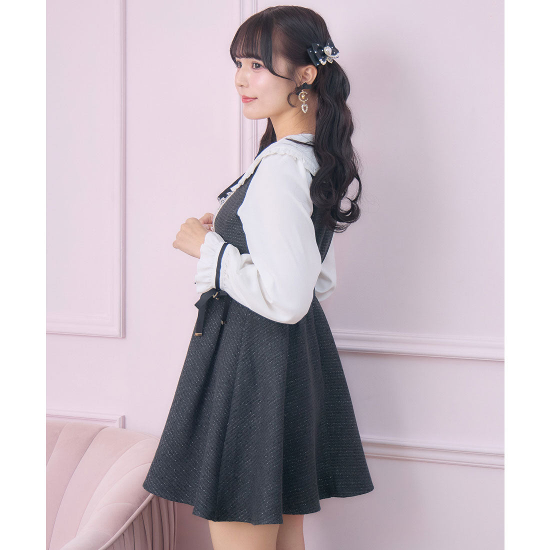 ロジータ ROJITA レースアップラメツイードワンピース （ピンク） ピンク