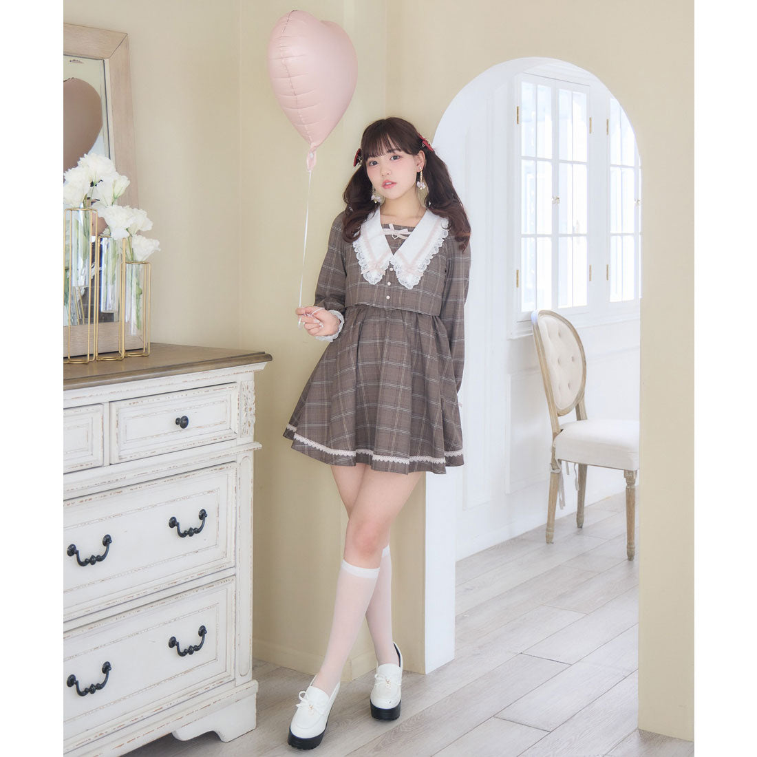 ロジータ ROJITA レイヤード配色セーラーワンピース （チェック） チェック
