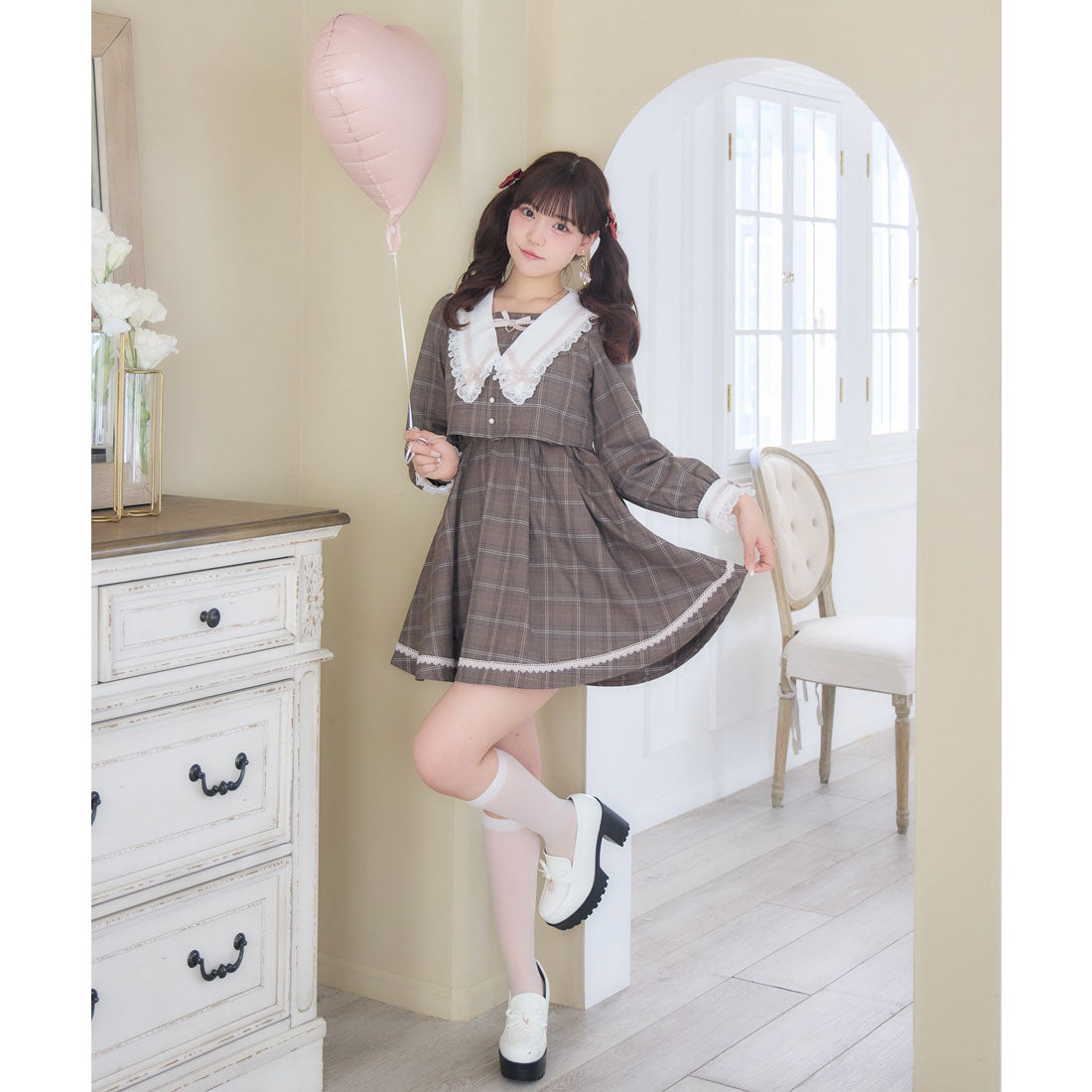 ロジータ ROJITA レイヤード配色セーラーワンピース （チェック） チェック