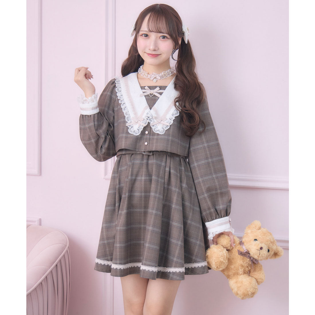 ロジータ ROJITA レイヤード配色セーラーワンピース （チェック） チェック