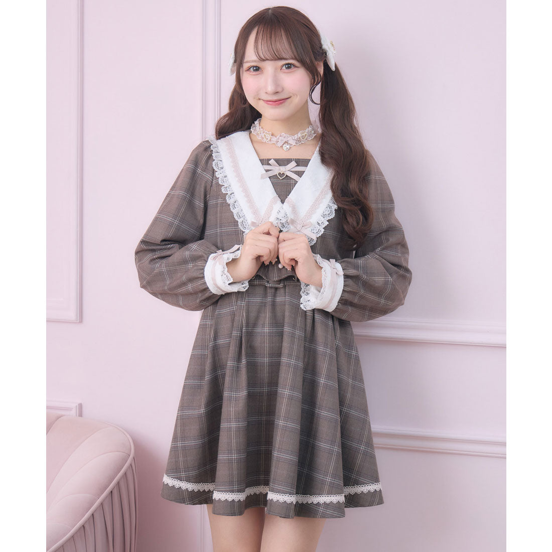 ロジータ ROJITA レイヤード配色セーラーワンピース （チェック） チェック