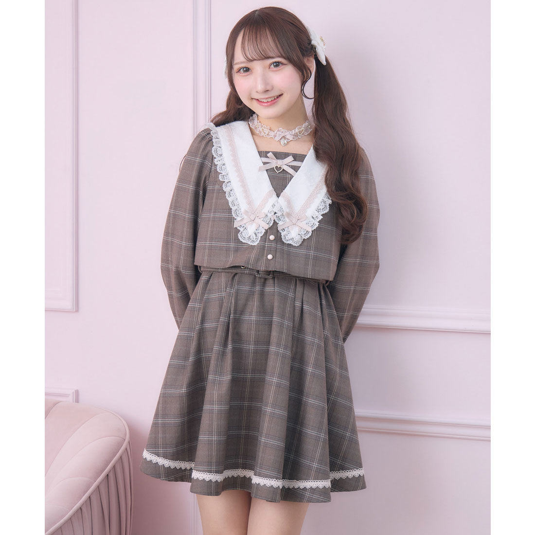 ロジータ ROJITA レイヤード配色セーラーワンピース （チェック） チェック