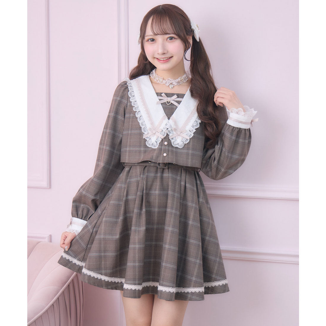ロジータ ROJITA レイヤード配色セーラーワンピース （チェック） チェック