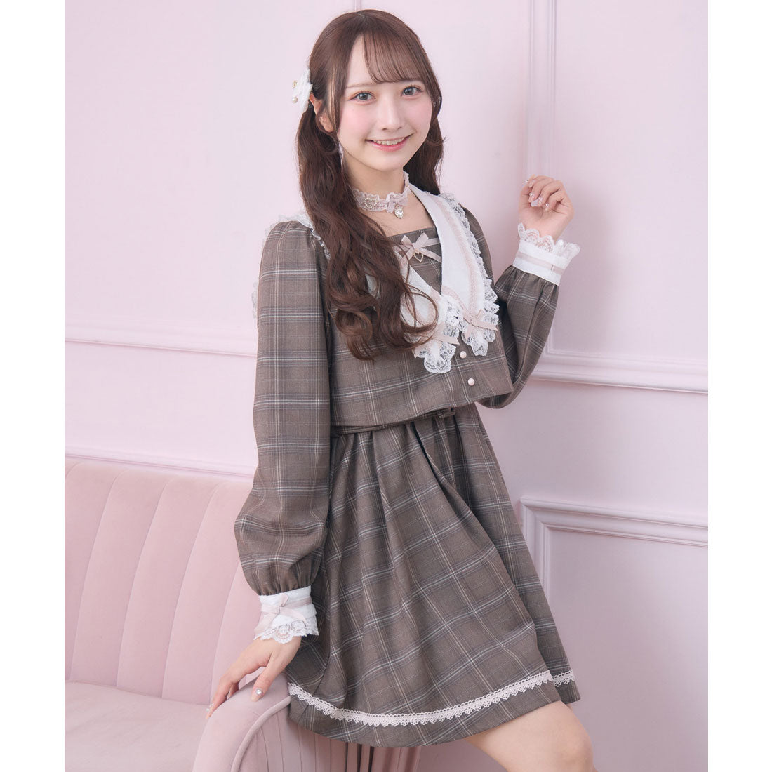 ロジータ ROJITA レイヤード配色セーラーワンピース （チェック） チェック