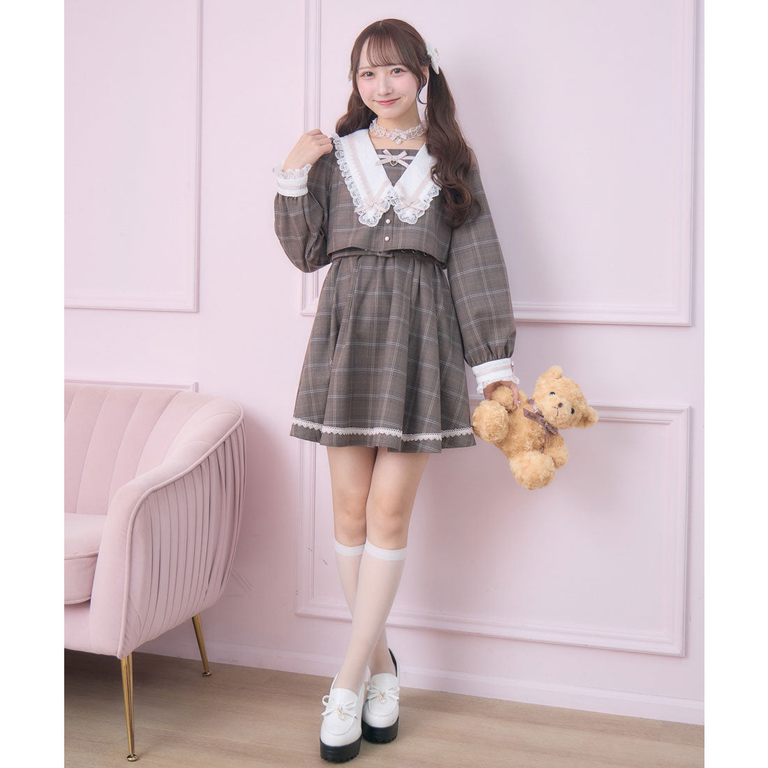 ロジータ ROJITA レイヤード配色セーラーワンピース （チェック） チェック