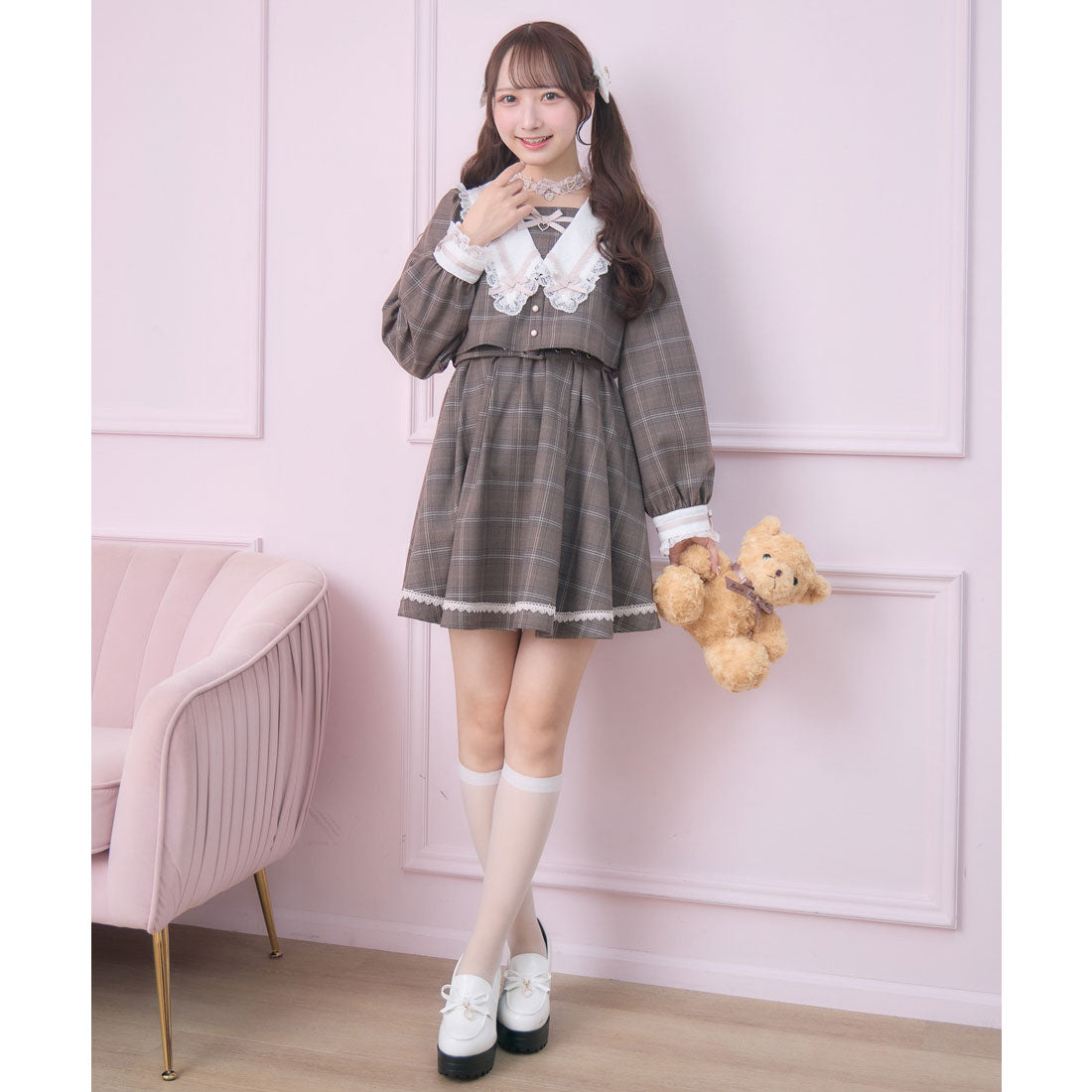 ロジータ ROJITA レイヤード配色セーラーワンピース （チェック） チェック