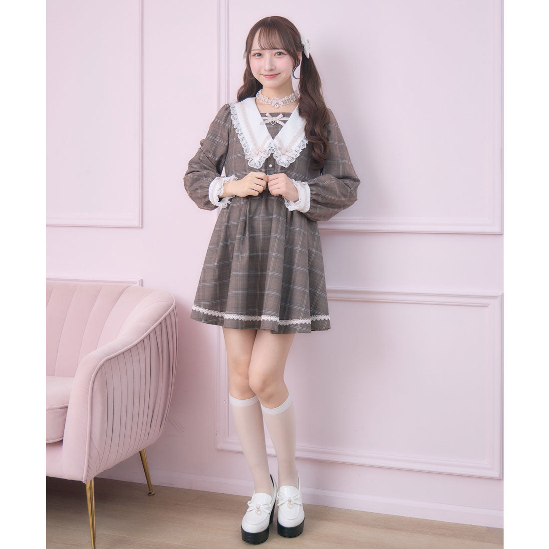 ロジータ ROJITA レイヤード配色セーラーワンピース （チェック） チェック
