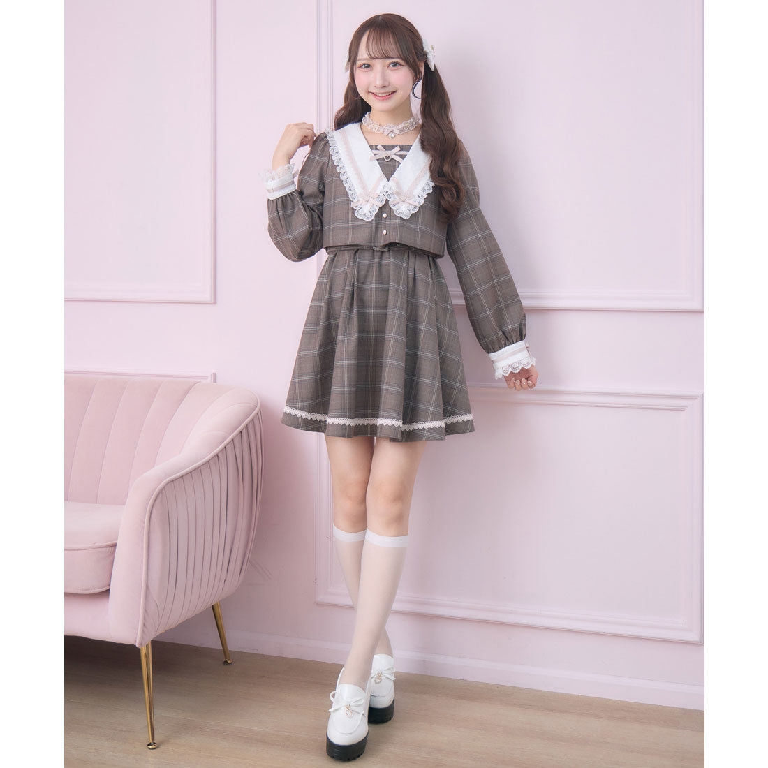ロジータ ROJITA レイヤード配色セーラーワンピース （チェック） チェック