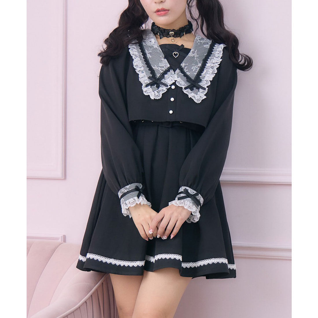 ロジータ ROJITA レイヤード配色セーラーワンピース （ブラック） ブラック