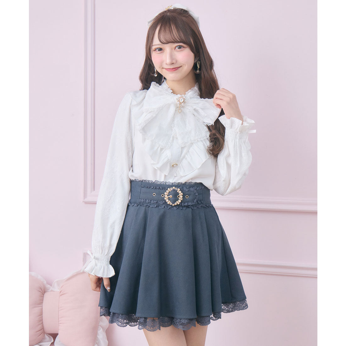 ロジータ ROJITA レース袖長袖ボウタイブラウス （ホワイト） ホワイト