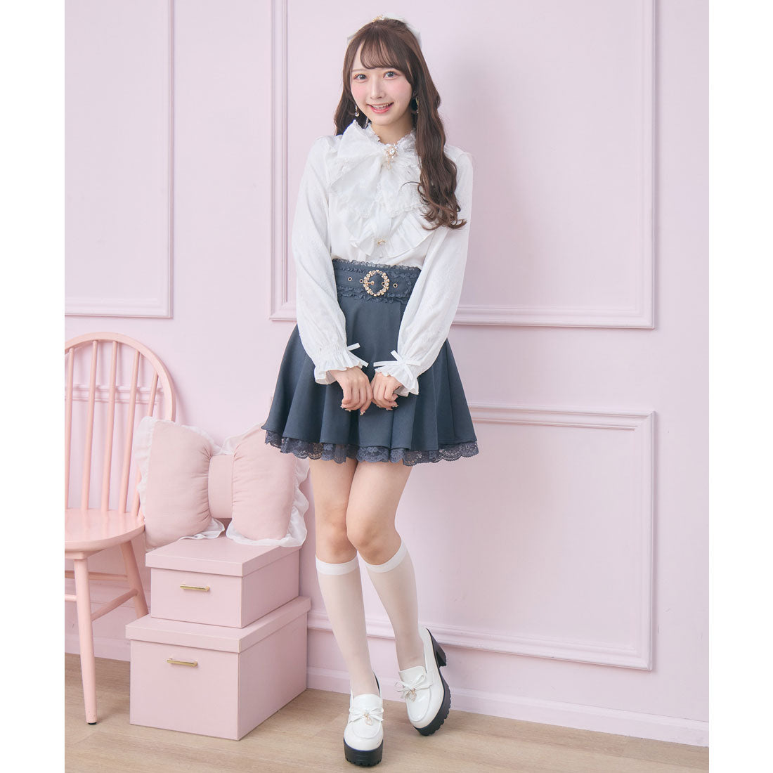 ロジータ ROJITA レース袖長袖ボウタイブラウス （ホワイト） ホワイト