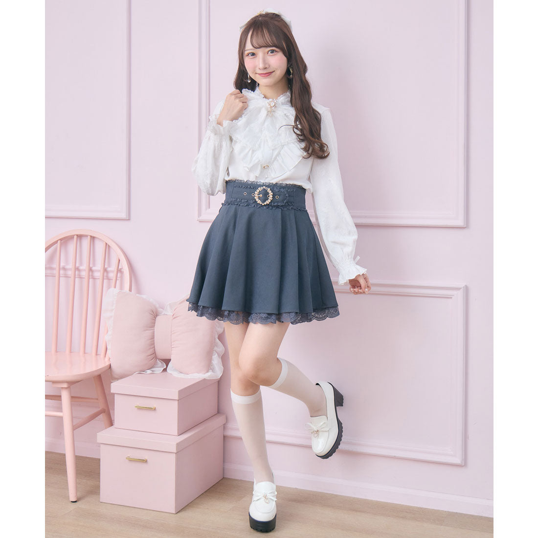 ロジータ ROJITA レース袖長袖ボウタイブラウス （ホワイト） ホワイト