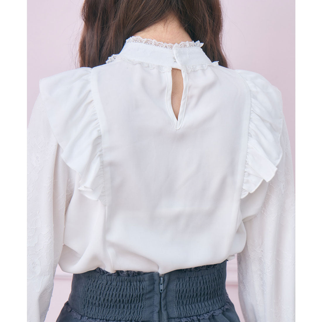 ロジータ ROJITA レース袖長袖ボウタイブラウス （ホワイト） ホワイト