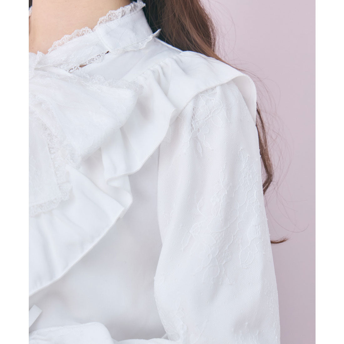 ロジータ ROJITA レース袖長袖ボウタイブラウス （ホワイト） ホワイト