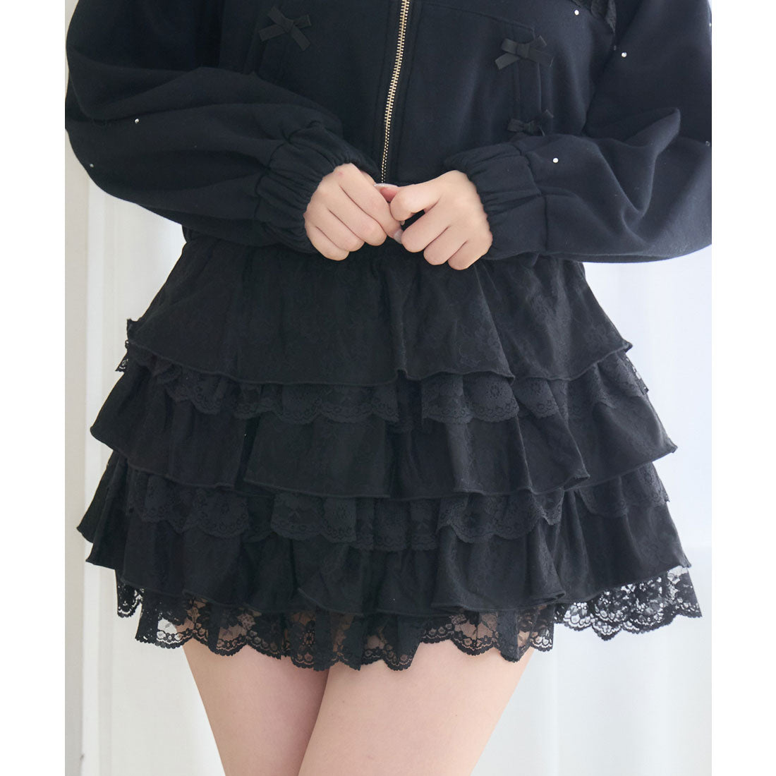 ロジータ ROJITA レースティアードスカパン （ブラック） ブラック