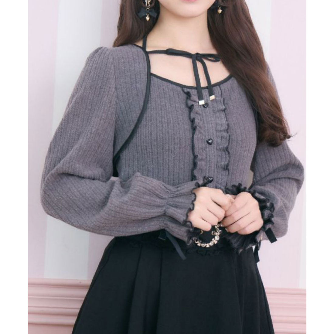 ロジータ ROJITA 配色リボンカットアンサンブル （グレー） グレー