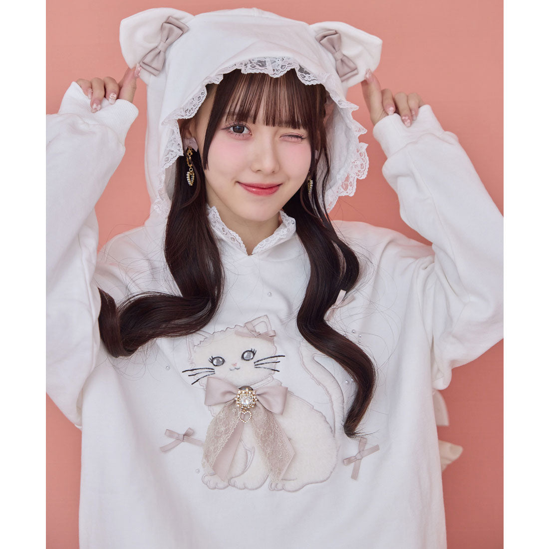 ロジータ ROJITA RibbonCatスウェットパーカー （ホワイト） ホワイト