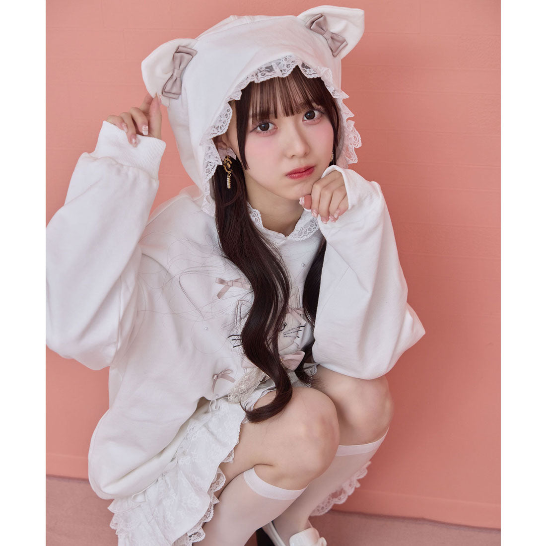 ロジータ ROJITA RibbonCatスウェットパーカー （ホワイト） ホワイト