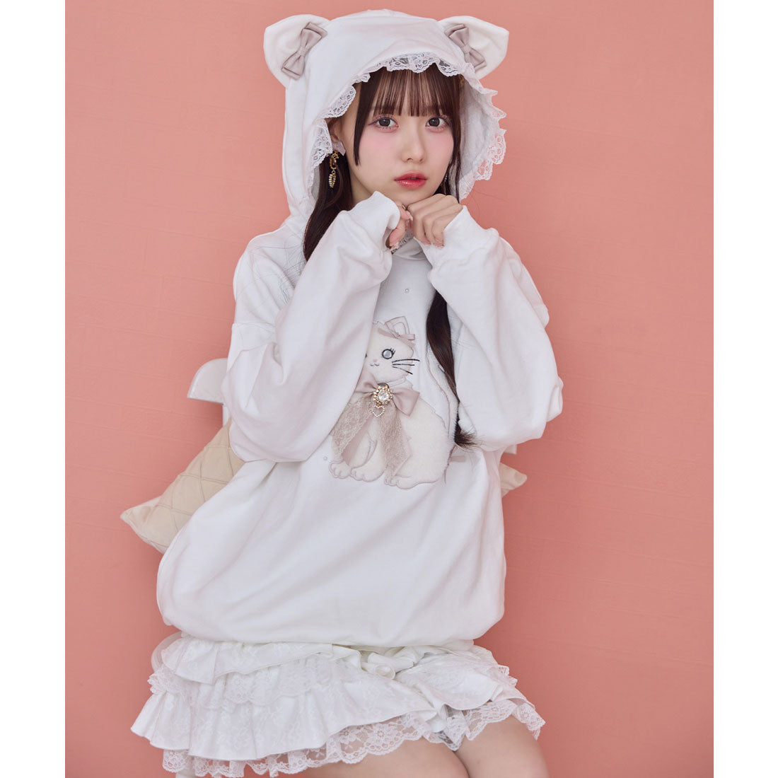 ロジータ ROJITA RibbonCatスウェットパーカー （ホワイト） ホワイト