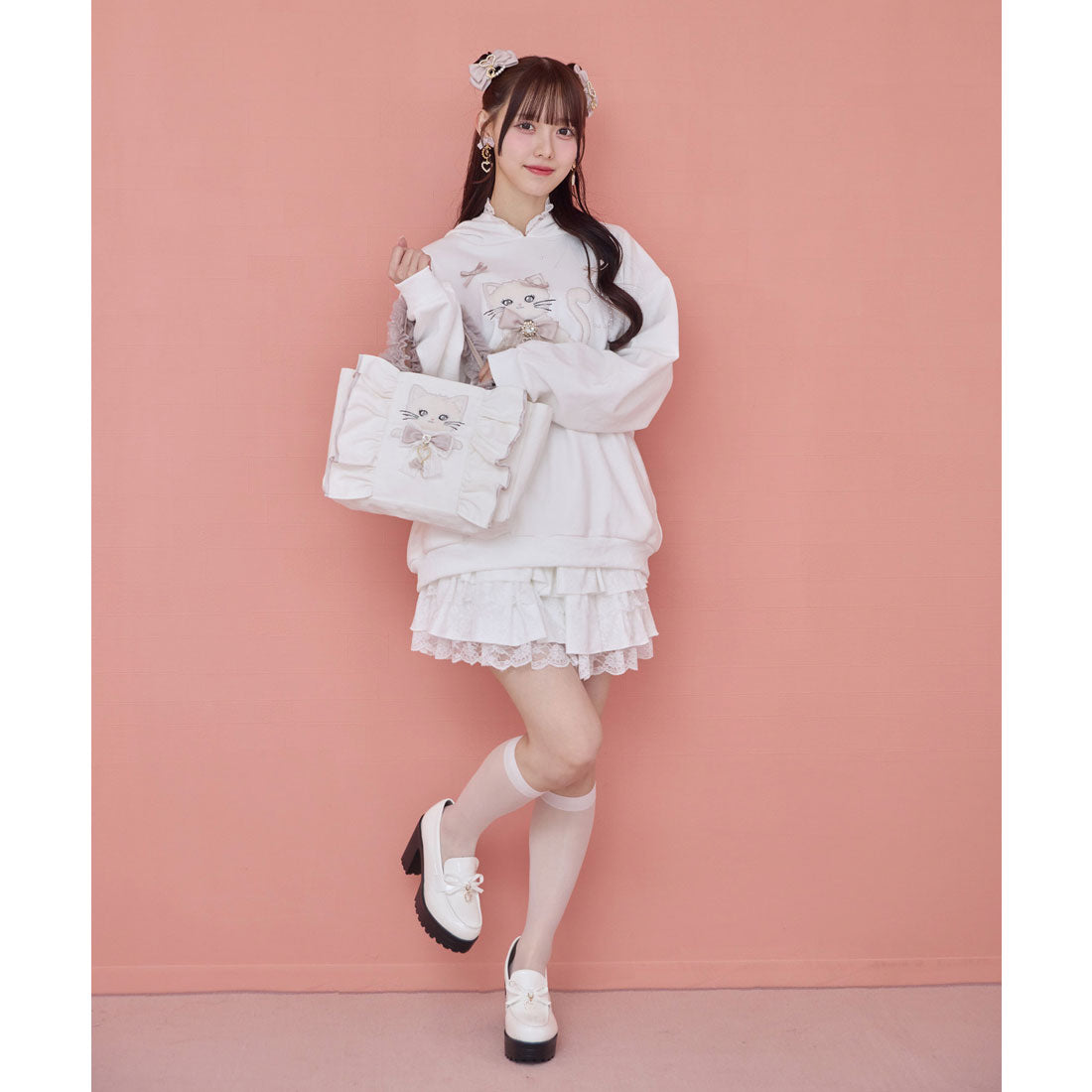 ロジータ ROJITA RibbonCatスウェットパーカー （ホワイト） ホワイト