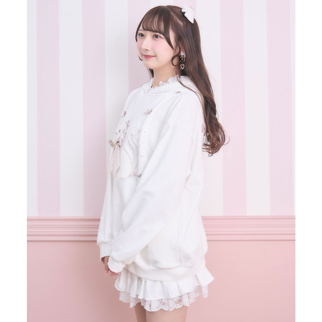 ロジータ ROJITA RibbonCatスウェットパーカー （ホワイト） ホワイト