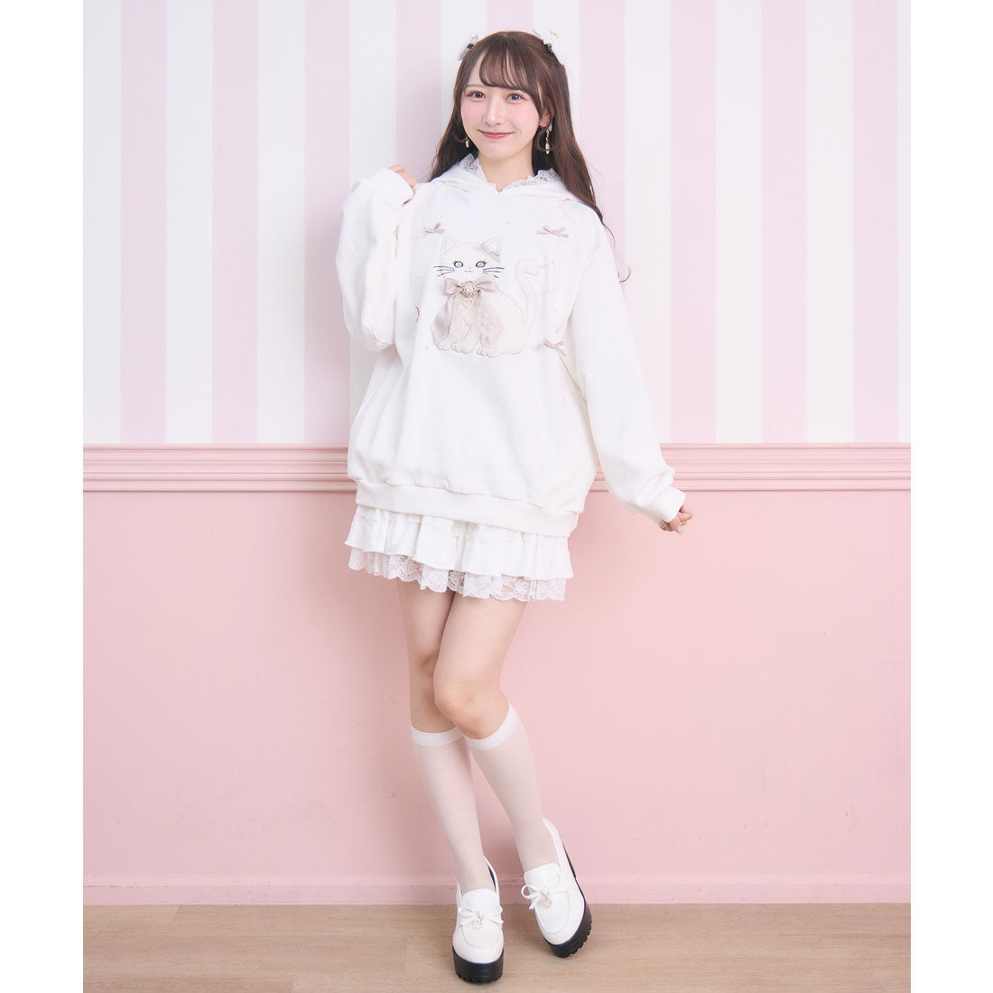 ロジータ ROJITA RibbonCatスウェットパーカー （ホワイト） ホワイト